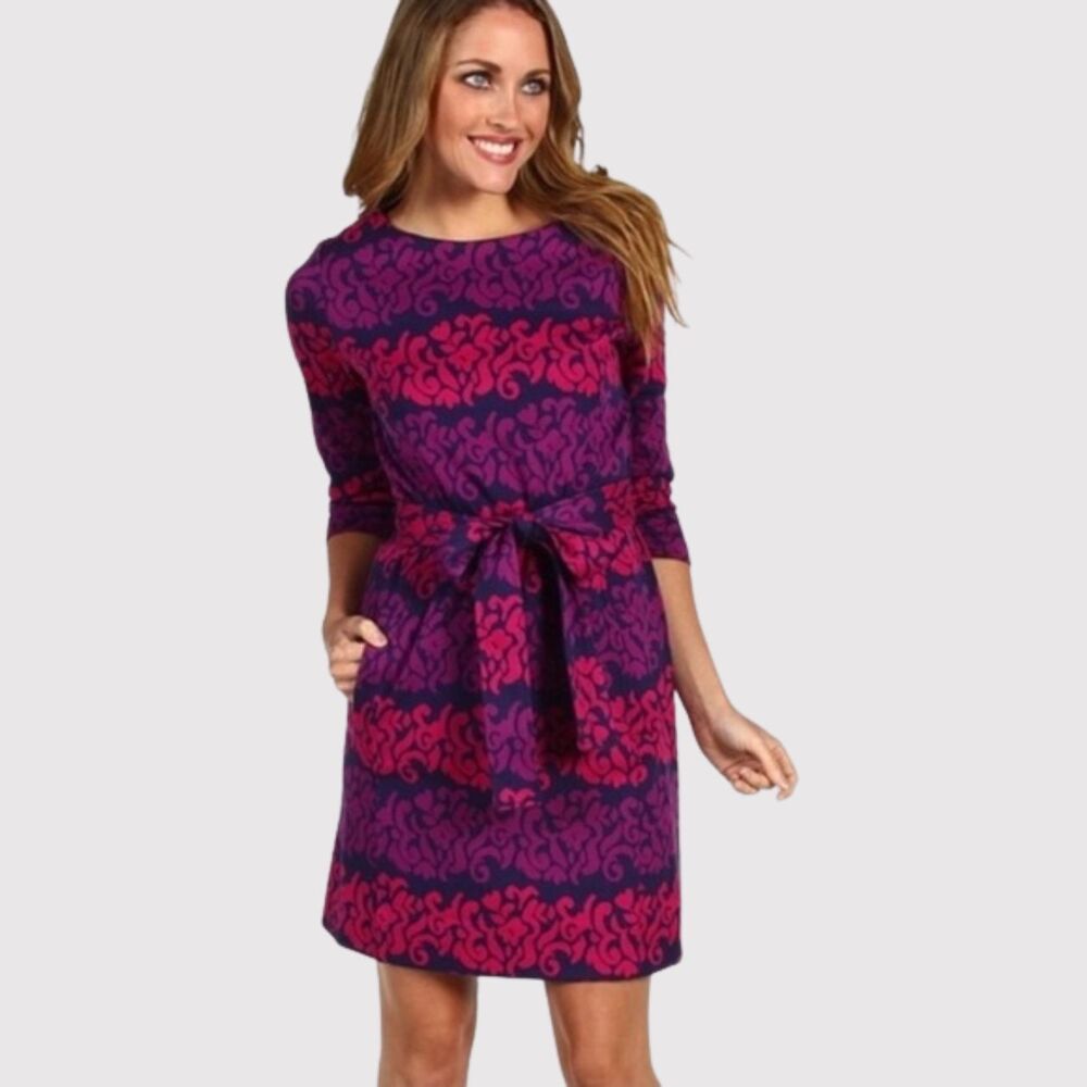 Lilly Pulitzer Womens Dress Pink Jonah Jacquard Mini Waist Tie Resort Medium